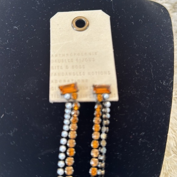 New Anthropologie dangle topaz and pearl fashion earrings - Picture 2 of 4